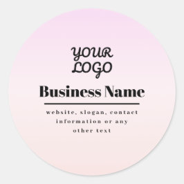 Ihr Logo & Text | Pink & Peach Ombre Runder Aufkleber