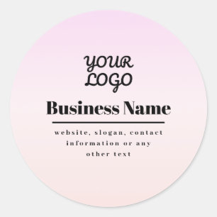 Ihr Logo & Text   Pink & Peach Ombre Runder Aufkleber