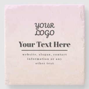Ihr Logo & Text   Pink & Peach Ombre Steinuntersetzer