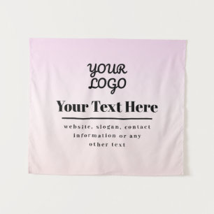 Ihr Logo & Text Pink & Peach Ombre Wandteppich