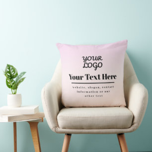 Ihr Logo & Text Pink & Pfirsich Ombre Kissen