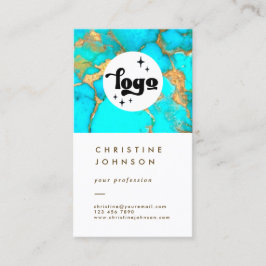 Ihr Logo türkisfarbener Stein auf weißer Visitenka Visitenkarte