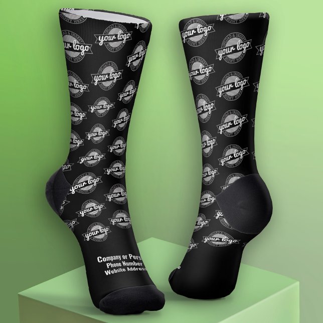 Ihr Logo überall - Weißer Typ - Schwarze Socken (Custom Logo Socks)