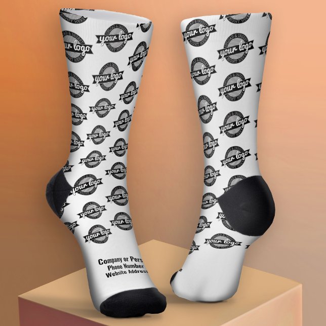 Ihr Logo überall - Weißer Typ - Weiß Socken (Custom Logo Socks)