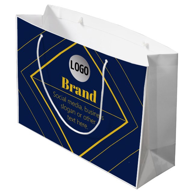 Ihr Logo und anpassbares Design Template Große Geschenktüte (Rückseite Schrägansicht)