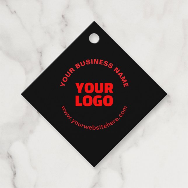 Ihr Logo und bearbeitbarer Rundschreiben, Rot oder Geschenkanhänger (Vorderseite)