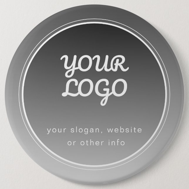 Ihr Logo und bearbeiteter Text | Dunkelgrau Gradie Button (Vorderseite)