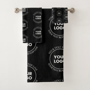Ihr Logo und bearbeiteter Text Wiederholmuster Badhandtuch Set