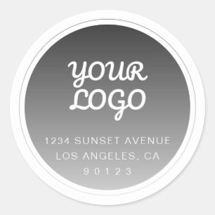 Ihr Logo und die dunkelgraue Rücksendeadresse Runder Aufkleber
