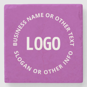 Ihr Logo und Ihr anpassbarer Text   Lila Violett Steinuntersetzer