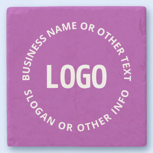 Ihr Logo und Ihr anpassbarer Text   Lila Violett Steinuntersetzer