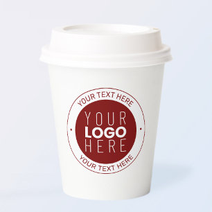 Ihr Logo und Ihr anpassbarer Text Tiefe Rot/DIY- Pappbecher