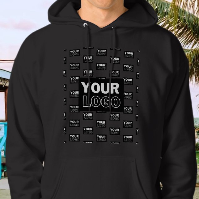 Ihr Logo und Ihr mehrfarbiges Logo im Hintergrund  Hoodie (Von Creator hochgeladen)