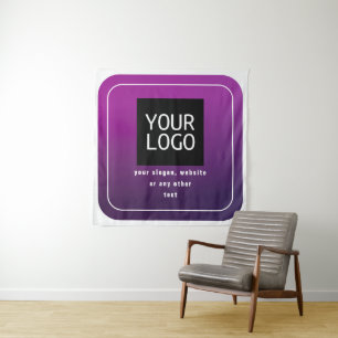 Ihr Logo und Ihr stylisches Licht bis dunkel Lila Wandteppich