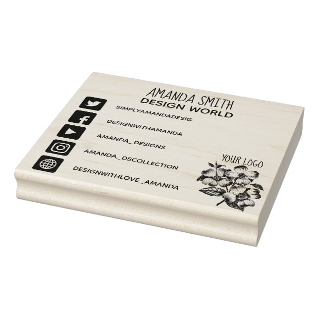 Ihr Logo und Ihre Social Media Icons Gummi Briefma Gummistempel (Stempel)