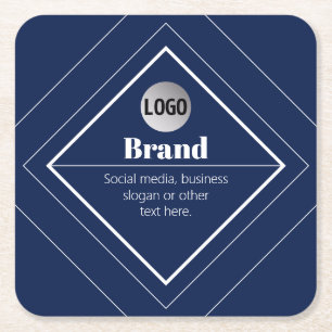 Ihr Logo und modernes anpassbares Design   Marineb Rechteckiger Pappuntersetzer