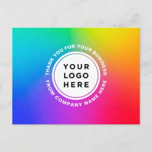 Ihr Logo und Text Regenbogen Personalisierte Danke Postkarte
