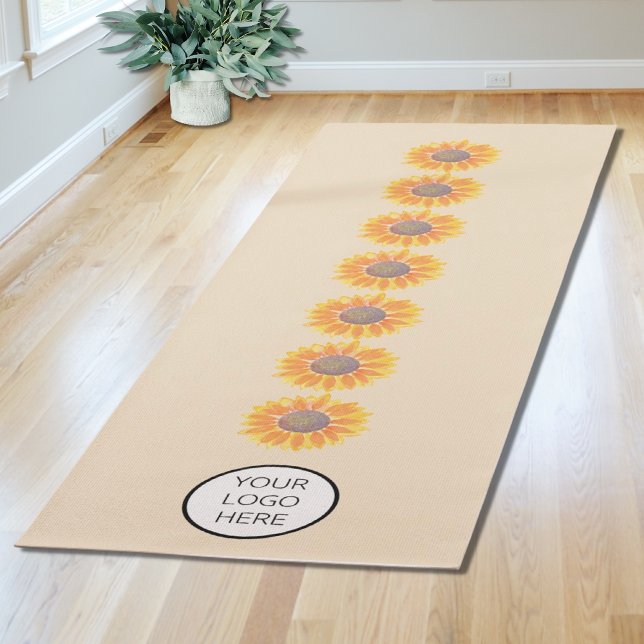 Ihr Logo Yoga Studio Wasserfarben Sonnenblumen Yogamatte (Von Creator hochgeladen)
