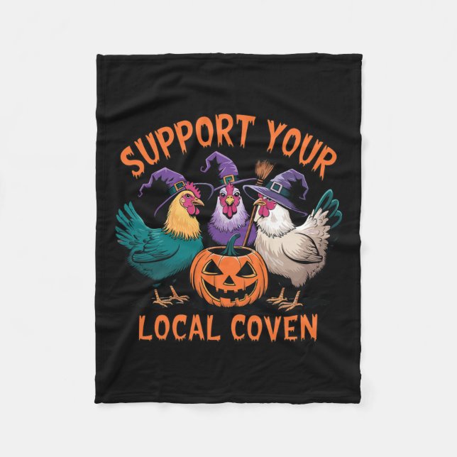 Ihr lokales Coven Funny Halloween Hexenhähnchen Fleecedecke (Vorderseite)
