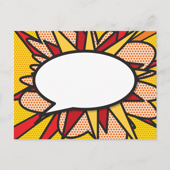 Ihr Message Speech Bubble Fun Retro Comic Book Ankündigungspostkarte (Vorderseite)
