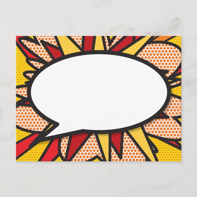 Ihr Message Speech Bubble Fun Retro Comic Book Ankündigungspostkarte (Vorderseite)