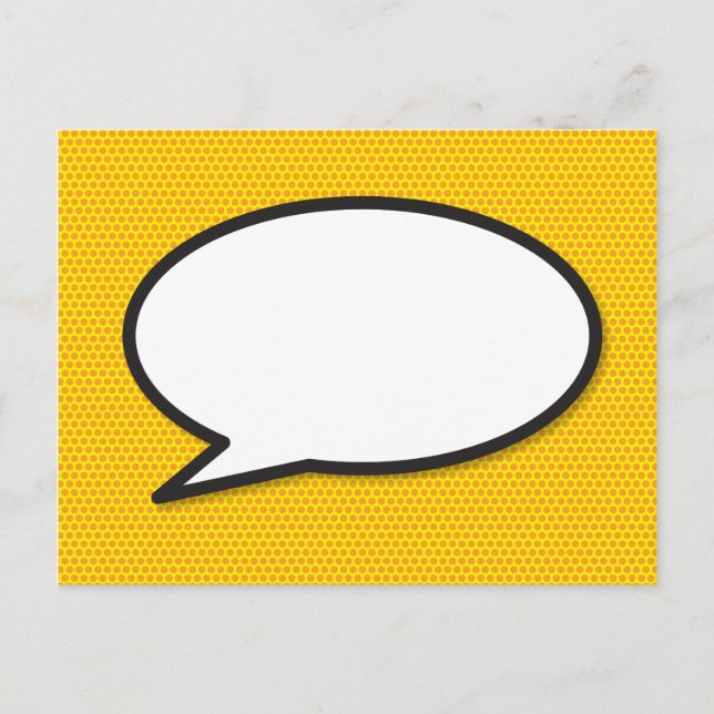 Ihr Message Speech Bubble Fun Retro Comic Book Ankündigungspostkarte (Vorderseite)