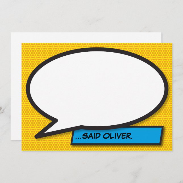 Ihr Message Speech Bubble Fun Retro Comic Book Einladung (Vorne/Hinten)