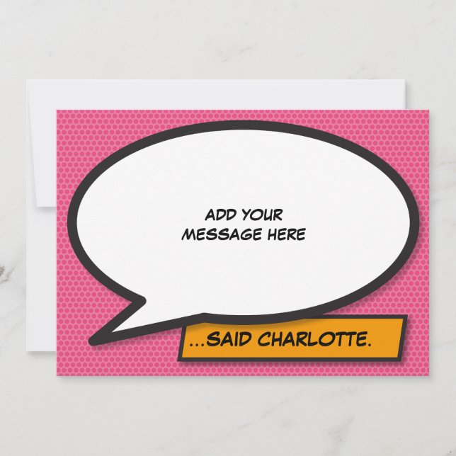 Ihr Message Speech Bubble Fun Retro Comic Book Einladung (Vorderseite)