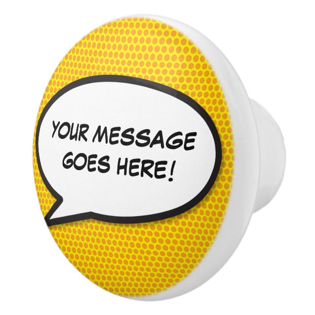 Ihr Message Speech Bubble Fun Retro Comic Book Keramikknauf (Rechts)