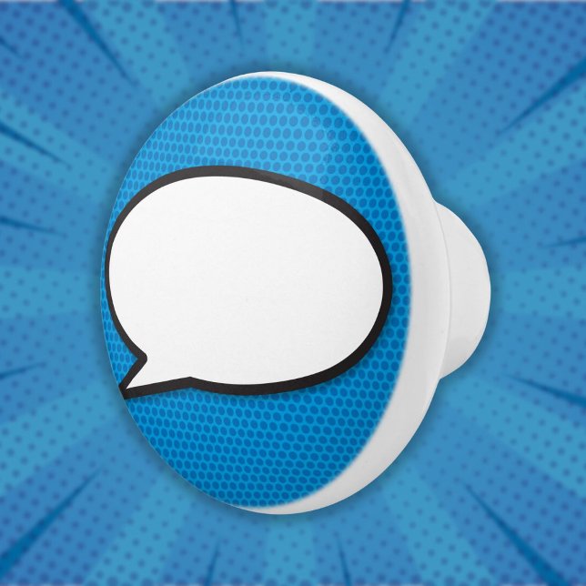 Ihr Message Speech Bubble Fun Retro Comic Book Keramikknauf (Your Message Speech Bubble Fun Retro Comic Book Ceramic Knob)