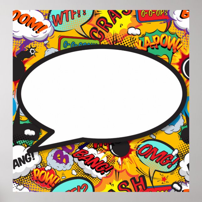 Ihr Message Speech Bubble Fun Retro Comic Book Poster (Vorne)