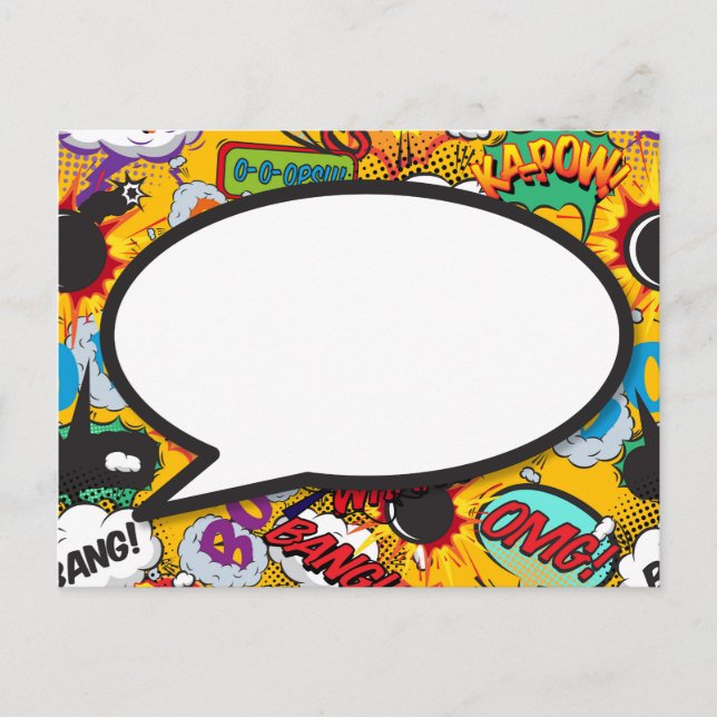 Ihr Message Speech Bubble Fun Retro Comic Book Postkarte (Vorderseite)