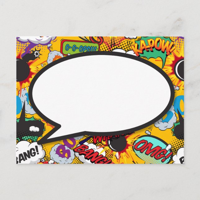 Ihr Message Speech Bubble Fun Retro Comic Book Postkarte (Vorderseite)