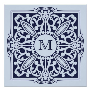 IHR MONOGRAM im dekorativen Rahmen maßgeschneidert Poster