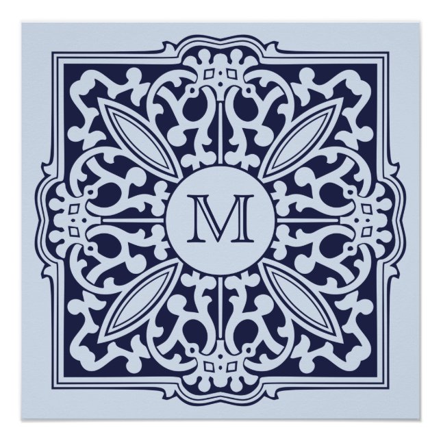 IHR MONOGRAM im dekorativen Rahmen maßgeschneidert Poster (Vorderseite)