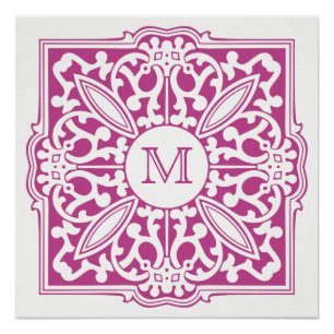 IHR MONOGRAM im dekorativen Rahmen maßgeschneidert Poster