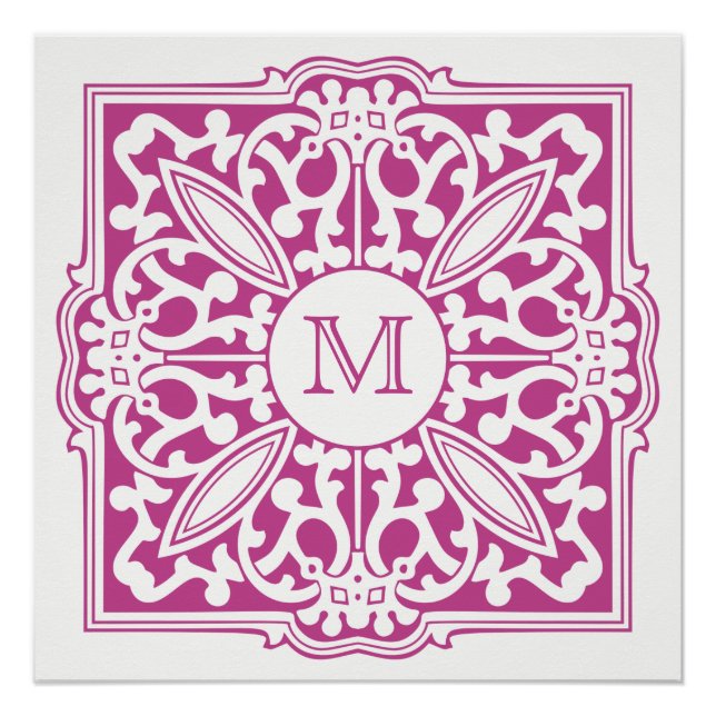 IHR MONOGRAM im dekorativen Rahmen maßgeschneidert Poster (Vorderseite)