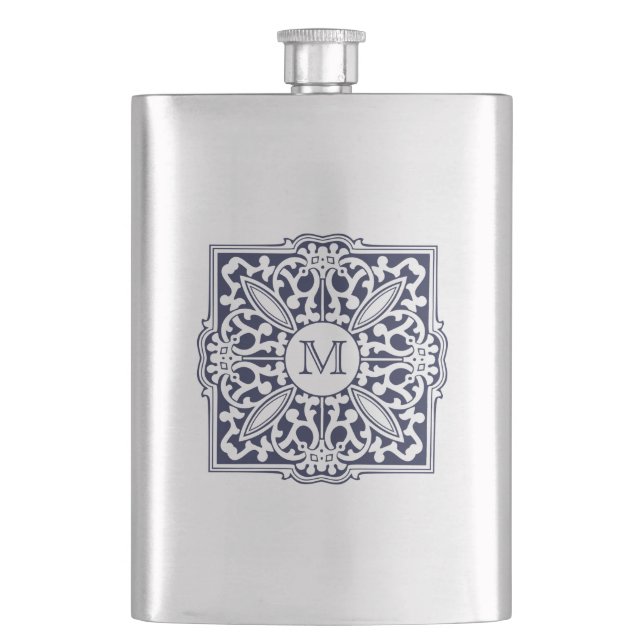 IHR MONOGRAM in dekorativem Rahmen, individueller  Flachmann (Vorderseite)
