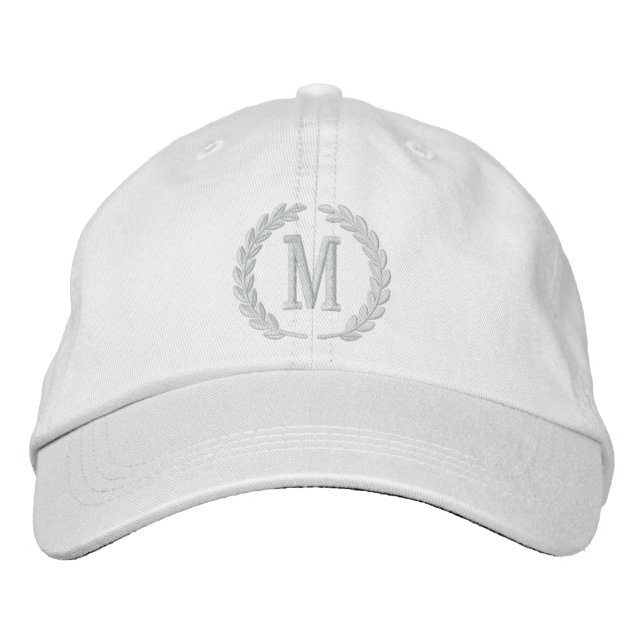 Ihr Monogram Single Cap Letter Laurels Stickerei Bestickte Kappe (Vorderseite)
