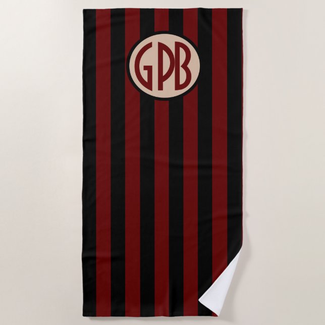 Ihr Monogramm auf Schwarzem u. Strandtuch (Vorderseite)