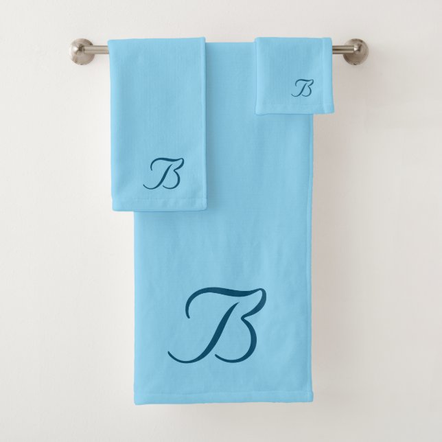 Ihr Monogramm B Hellblau  Badhandtuch Set (Insitu)