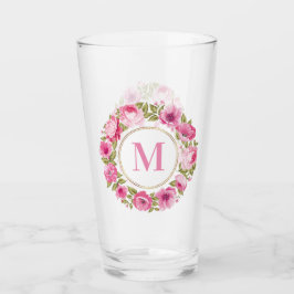 Ihr Monogramm in Blume Frame Pint Glas