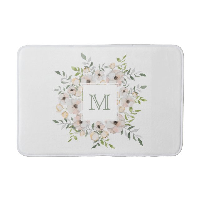 Ihr Monogramm in Blume-Rahmen-Badmatten Badematte (Vorderseite)
