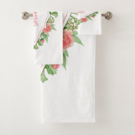Ihr Monogramm in Blume Rahmen Handtuch Set