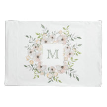 Ihr Monogramm in Blume-Rahmen-Kopfkissen