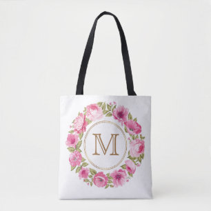 Ihr Monogramm in Blume-Rahmen-Taschen