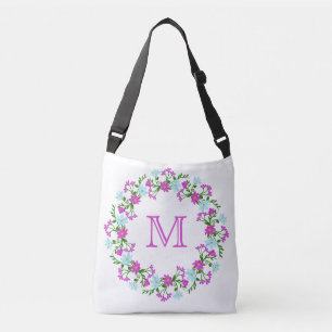 Ihr Monogramm in Blume-Rahmen-Taschen Tragetaschen Mit Langen Trägern