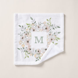 Ihr Monogramm in Blume Rahmen Waschlappen