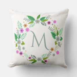 Ihr Monogramm in der Blume Rahmen werfen Kissen