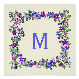 Ihr Monogramm in einem benutzerdefinierten Blume-R Poster